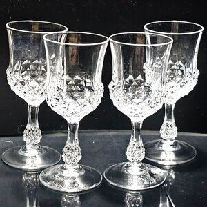 4 Cristal d'Arques Ancenis Cordial Glasses 4.75" sculpted stem luxury 1980s